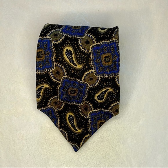 Liberty of London Silk Paisley Tie Blue - Picture 2 of 7